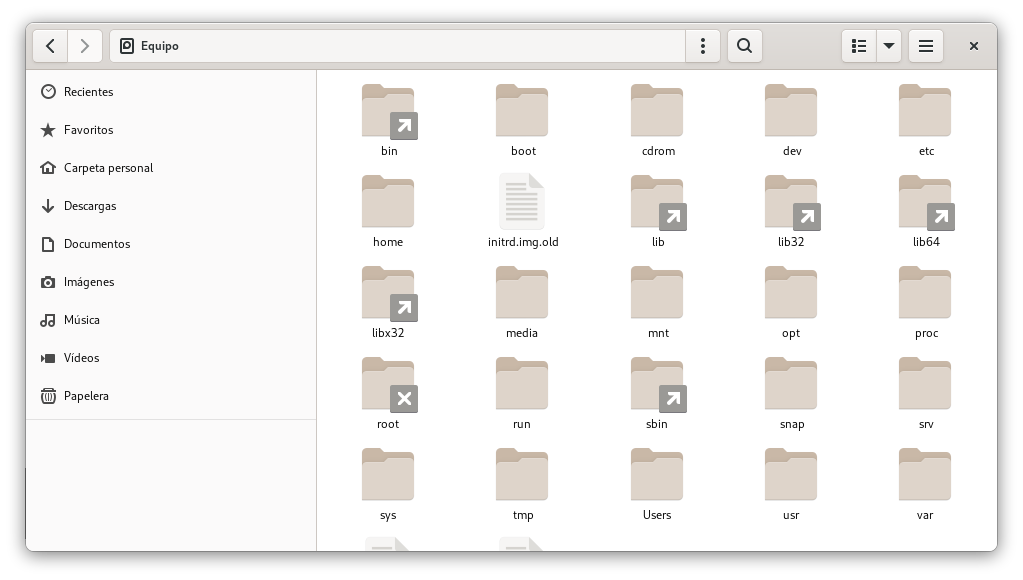 Image showing the file explorer in Gnome
